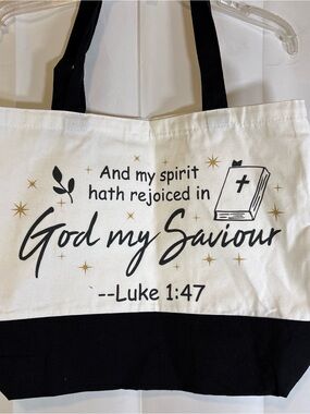 Religious Canvas Tote Bag - "God my Saviour"